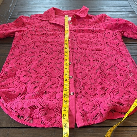 Mauve Anthropologie Pink Lace Button Up Sz 8 - Picture 8 of 10